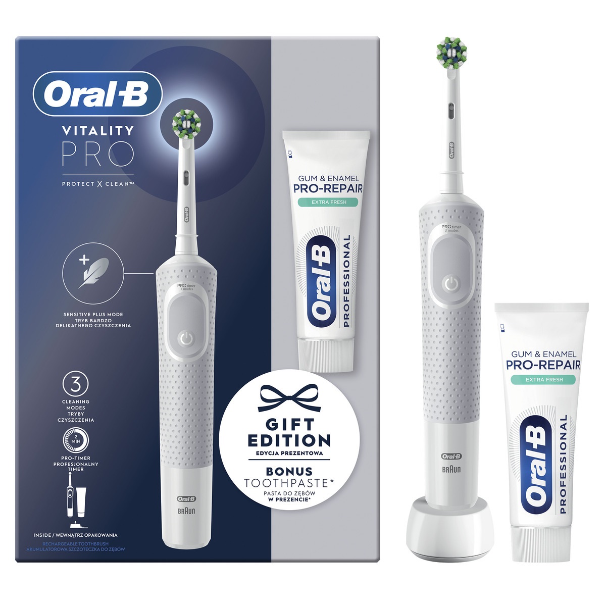 ČETKICA ORAL-B VITALITY PRO WHITE + ORAL-B PRO 75ML - Frigo & Co.